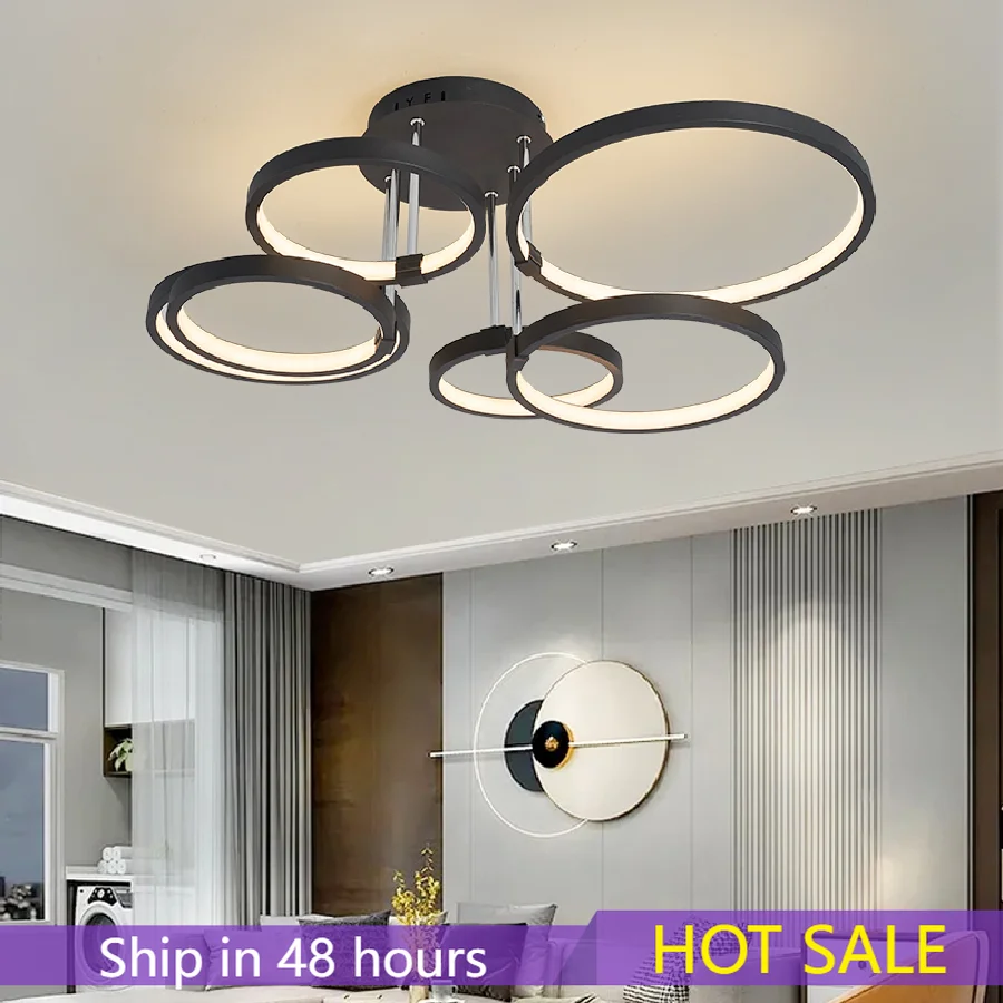 

Creative Black with Gold Modern led chandelier for living room bedroom study room dimmable ceiling chandelier AC90-260V