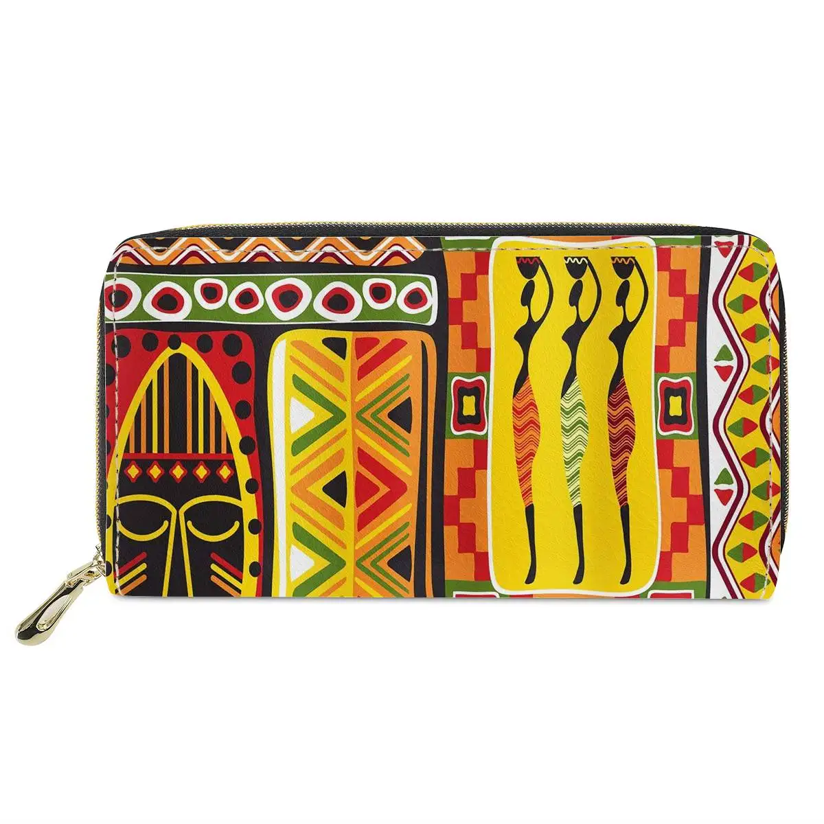 African Style Print Long Wallet Portable Retro Teenager Zipper Portfel Damski Personalized Customized Woman Money Bag Decoration