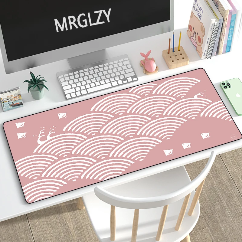 

Ukiyo-e Giant Waves Rubber Art Keyboard Mousepads Drop Shipping Black Pink Gaming Mouse Pad Large Desk Mat for Laptop Gamer Pad