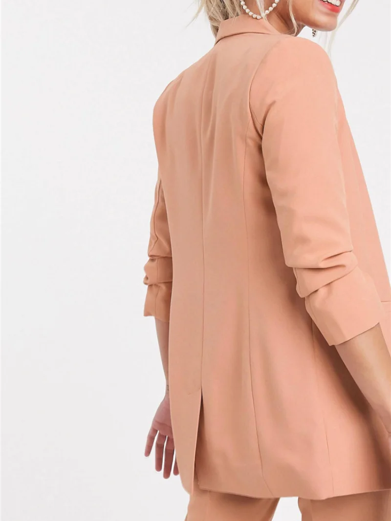 All-Match Solid Colors Blazer Suit Women Pink Casual Commute Office Blazer Mid Length Single Button 2021 New Autumn Spring Coats