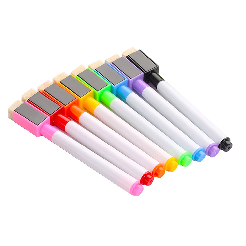 

8pcs With Brush Ink Maker Pen White Board Tools Office Art Magnetic School Portable Chalk Students Erasable