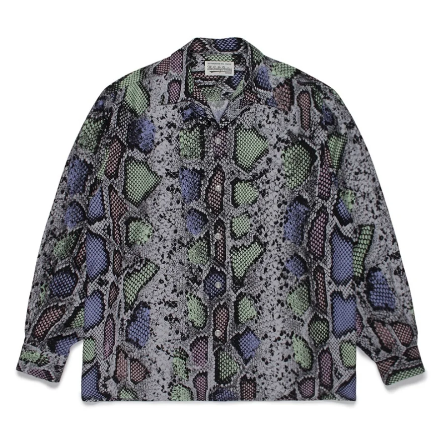 

Summer WACKO MARIA Snake Long Sleeve Shirt Men Women Casual WACKO MARIA Shirts Hip Hop Hawaiian Shirt
