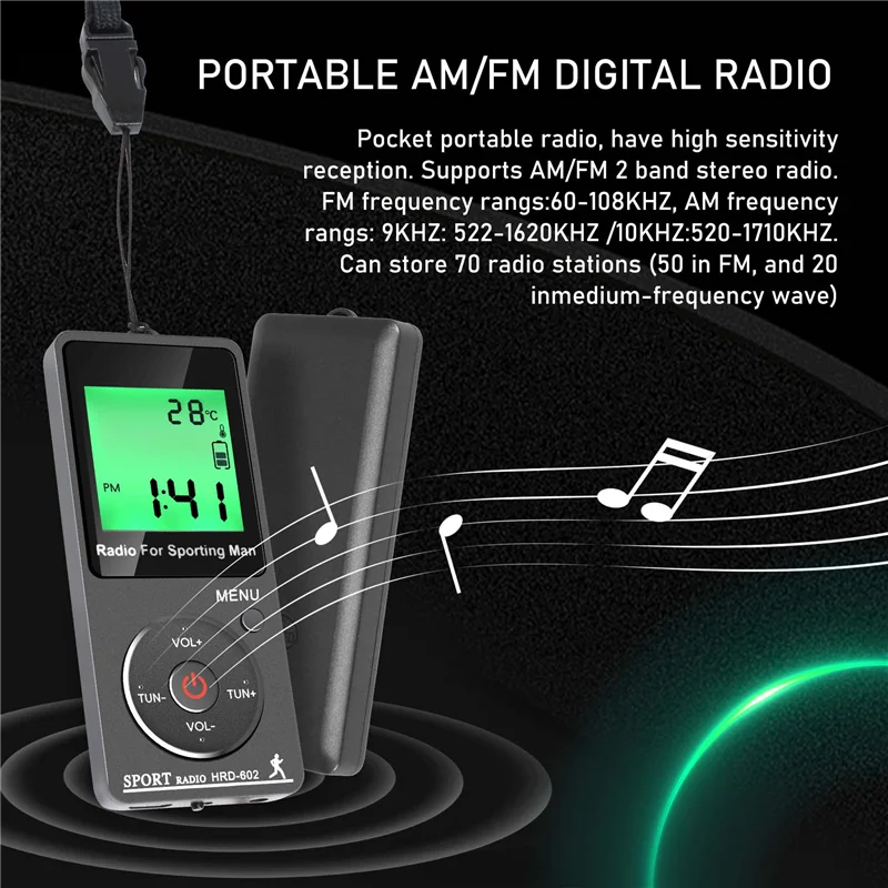 Портативное радио B63B-AM FM, персональное радио с наушниками, радио с перезаряжаемой батареей, цифровой дисплей, стерео радио (art.: 3920d4dd99d53) - 3920d4dd99d53