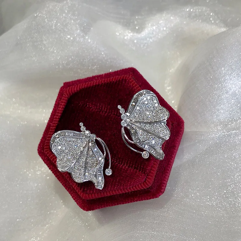

CN(Origin) 100% 925 Sterling Silver Diamond Drop Earrings Females TRENDY Aros Mujer Oreja Diamond Orecchini Gemstone Jewelry