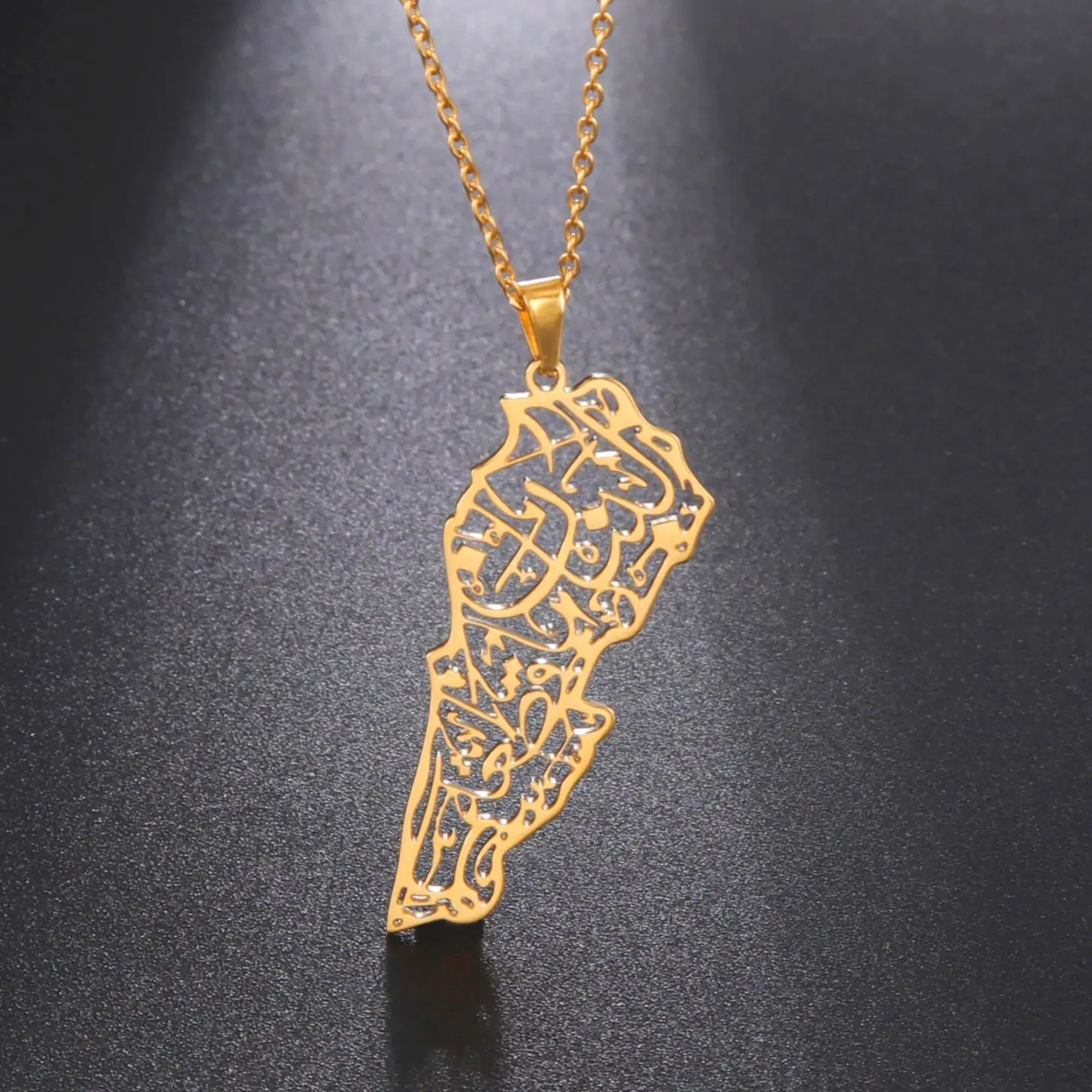Jeshayuan Hollow liban mapa naszyjnik dla kobiet islam arabski list rzeźba wisiorek biżuteria