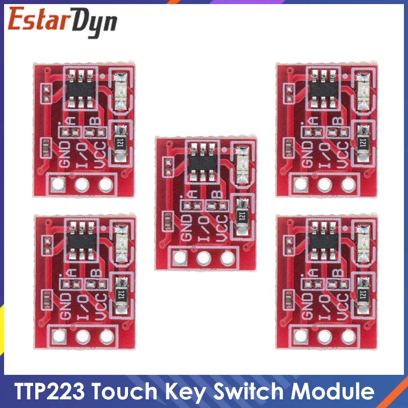 

5Pcs TTP223 Touch Key Switch Module Touching Button Self-Locking/No-Locking Capacitive Switches Single Channel Reconstruction