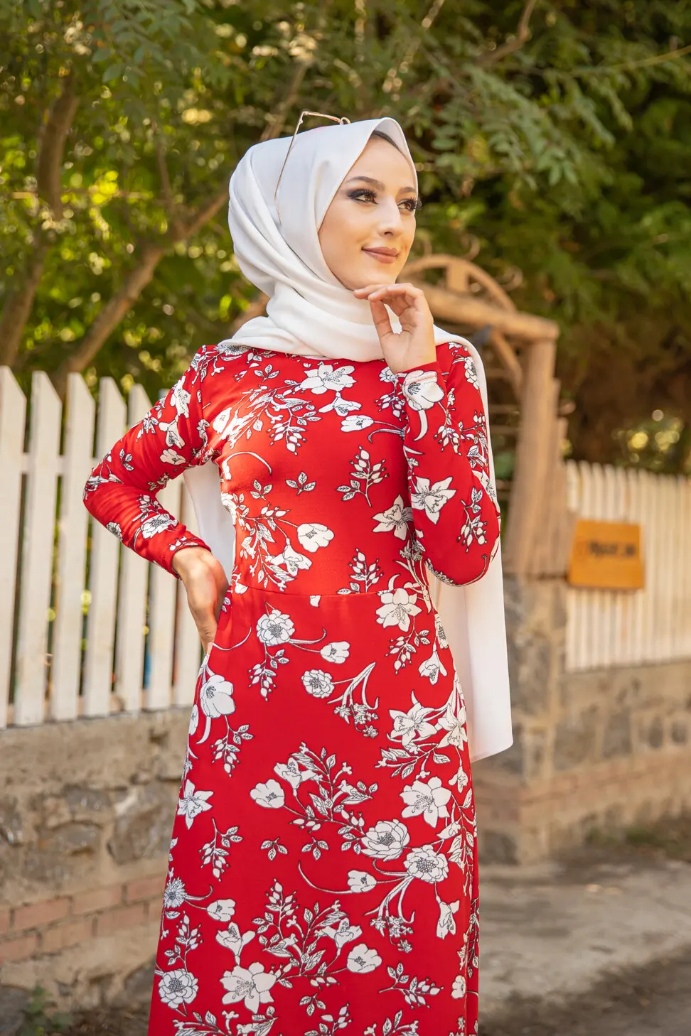 TUGBA Muslim Dress Long Sleeve Floral Print muslim dress code 2021 turkish gown hijab summer