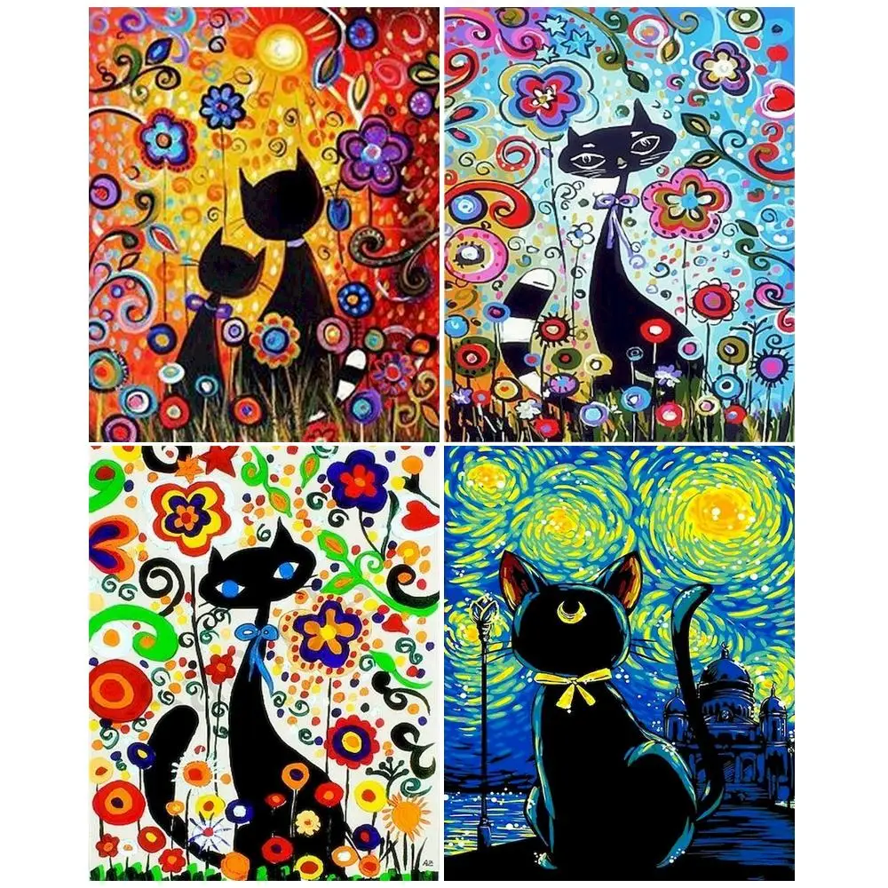 GATYZTORY бескаркасные Мультяшные животные DIY Рисование по номерам детская картина