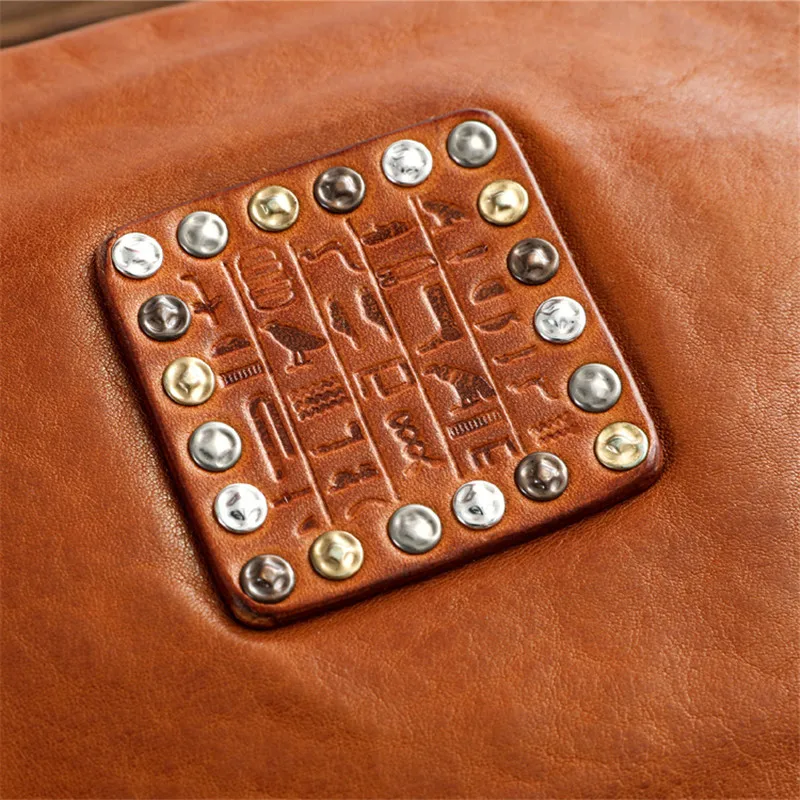Fashion designer natural genuine leather ladies clutch bag vintage luxury natural real cowhide women large-capacity rivet wallet