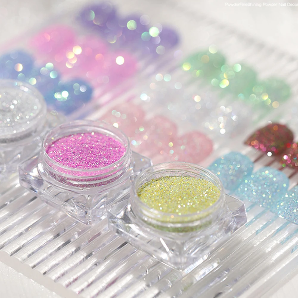 

50G Aurora Iridescent Sugar Nail Glitter DIY Candy Sweater Effect Nails Decoration 6color Symphony Shiny Manicure Dipping Powder