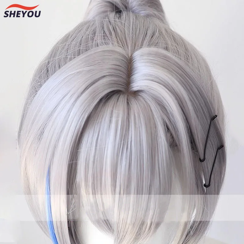 Новинка! Парик для косплея серебряного волка Honkai со звездами рейками