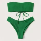 Женский комплект бикини со стрингами 2022, бразильский купальник, однотонный сексуальный купальный костюм-бандо, купальник, женский летний бандажный купальный костюм