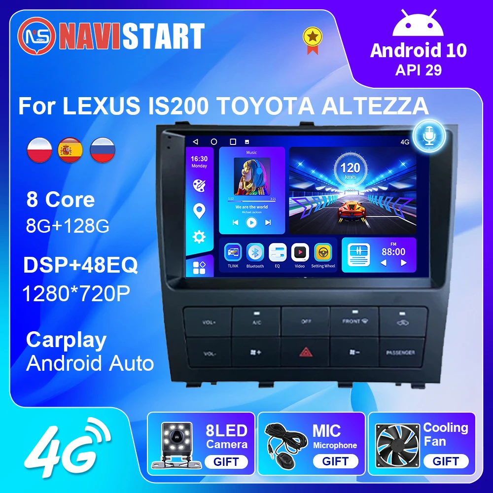 NAVISTART Android 10 Car Radio For Lexus IS200 For Toyota Altezza 1998-2005 GPS Navigation 4G WIFI Carplay No DVD Player 2Din