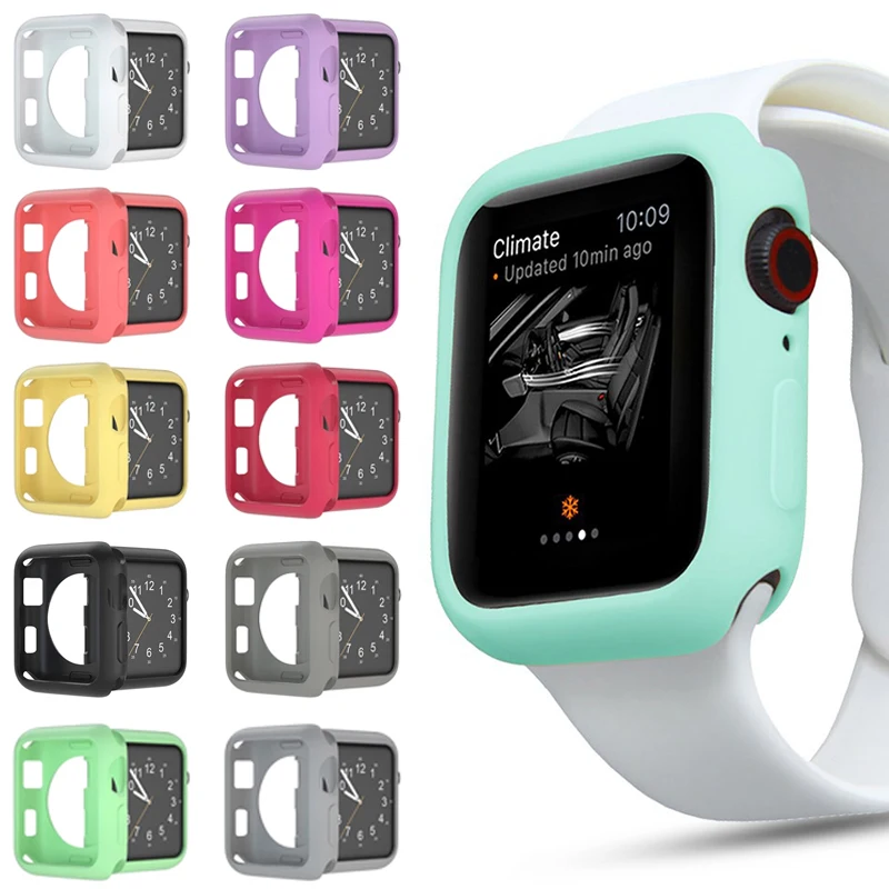 

Мягкий силиконовый чехол для iWatch Series 7 41 мм 45 мм, чехол с полной защитой для Apple Watch SE 6 5 4 3 2 1 38 мм 40 мм 42 мм 44 мм, бампер