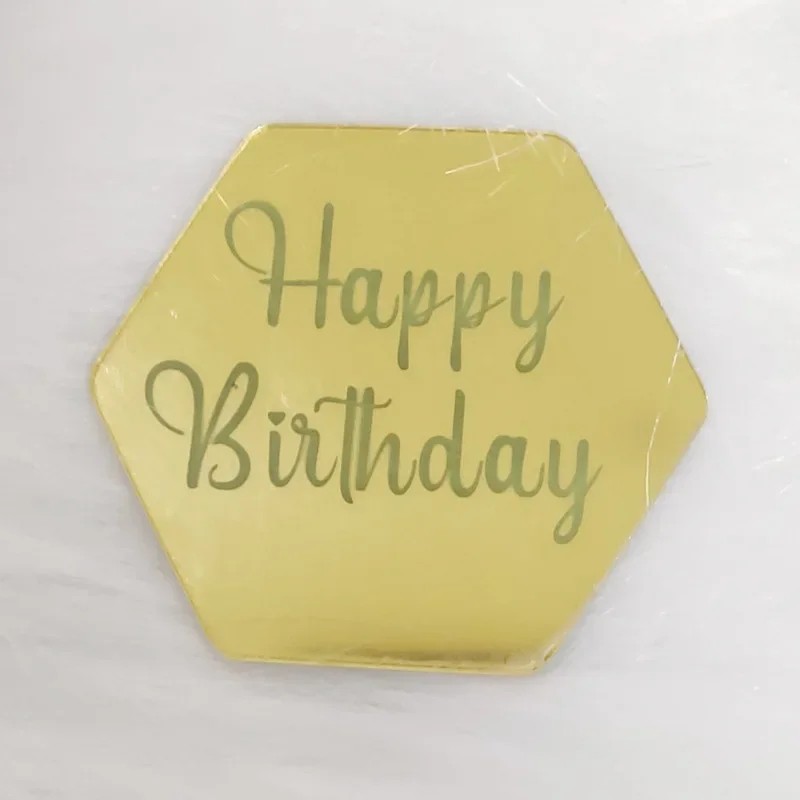 

Акриловые круглые топперы для торта "С днем рождения", золотые, серебряные