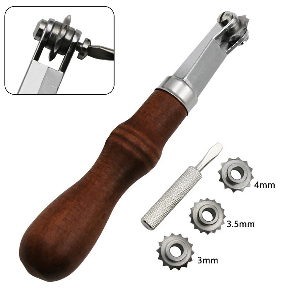 

DIY Leather Craft Kit Spacing Tool 3/4/5/6mm Over Stitch Line Marking Wheel Gear Roulette Leathercraft Spacing Sewing Tools