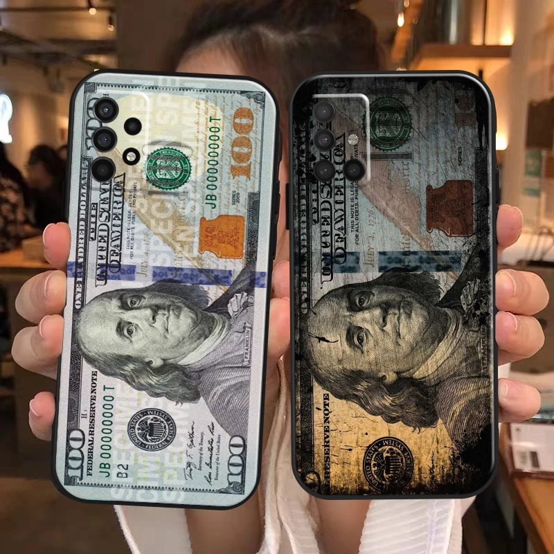 

Luxury Dollar USD Cash Phone Case For Samsung Galaxy A31 A32 A41 A42 A50 A51 A52 A71 A72 M30 M31 M51 M52 5G Cover Black Carcasa