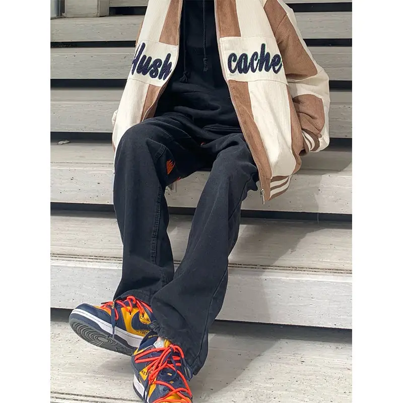 Hip-hop Jeans American Popular Street Letter Ins Female 2022 Spring And Autumn New High Waist Straight Slim Wide Leg Trousers