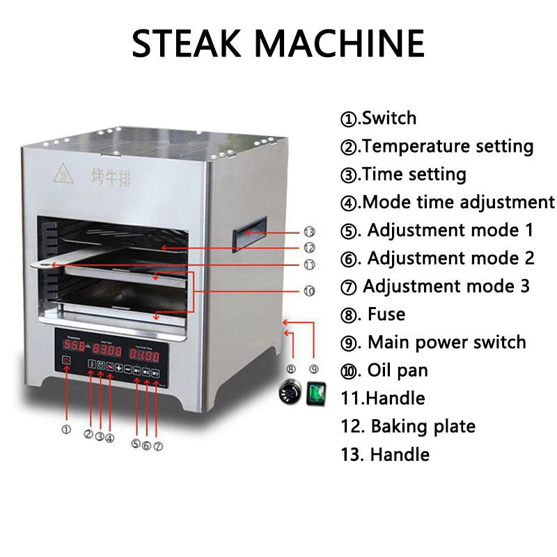 

CY-18 Electric Steak Grill 2KW Household Small Barbecue Machine 220V Desktop Stainless Steel Grilled Pork Chop and Lamb Chop