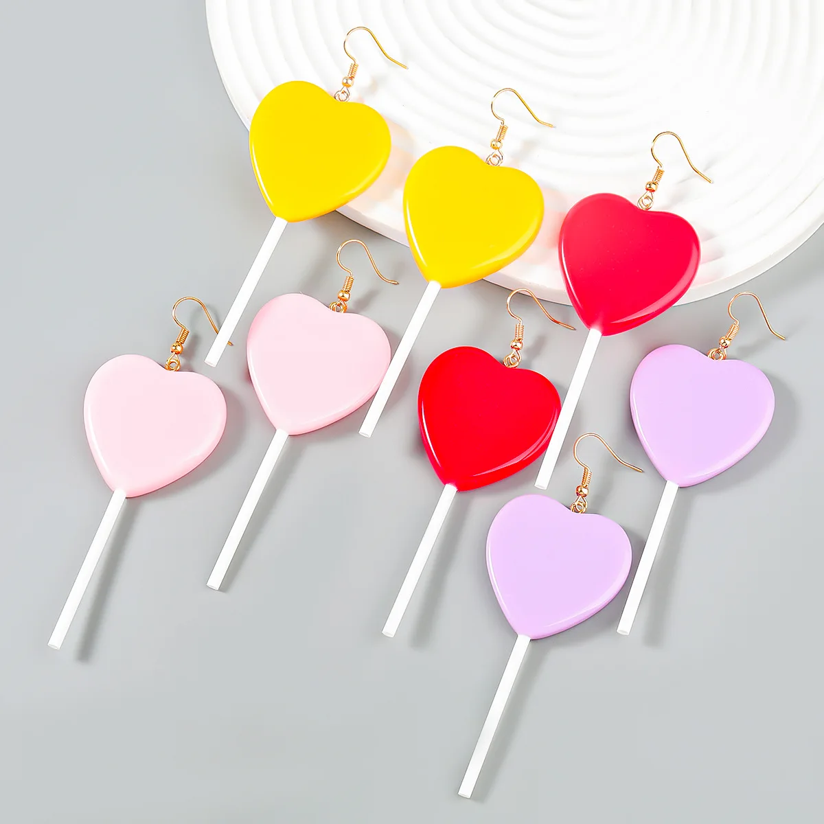 

2023 Trendy New Cute Candy Color Heart-shaped Drop Earrings For Women Girls Simple Personality Party Jewelry Gifts