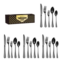 stainless steel tableware set gold dinnerware golden fork spoon utensils set party knife flatware cutlery set black dropshipping