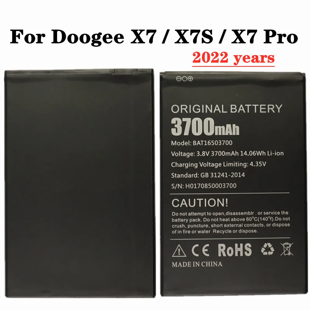 

Original New Battery For Doogee X7 Pro Battery 3700mAh Polymer Li-ion Batteries For Doogee X7 X7S BAT16503700