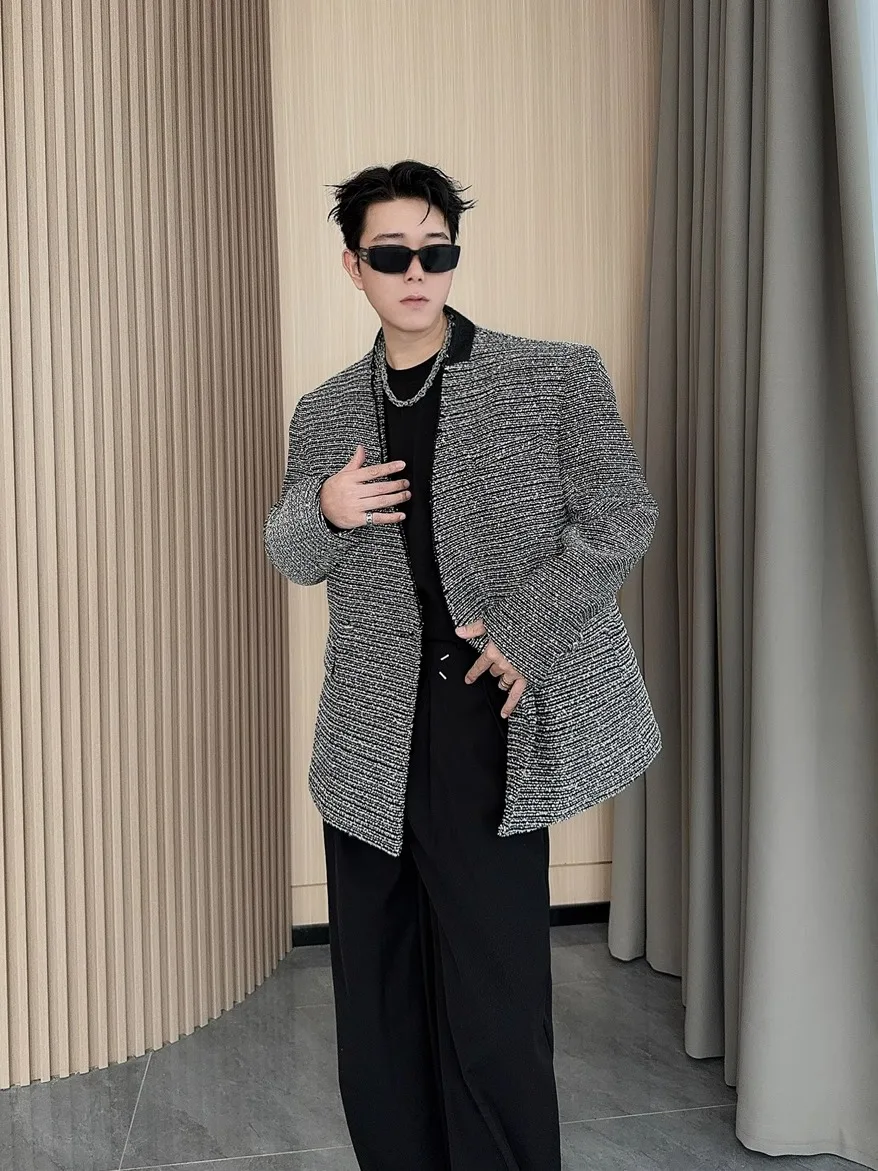 Rocca Изящный мужской костюм 2024 осенне-зимний утолщенный дизайн свободный