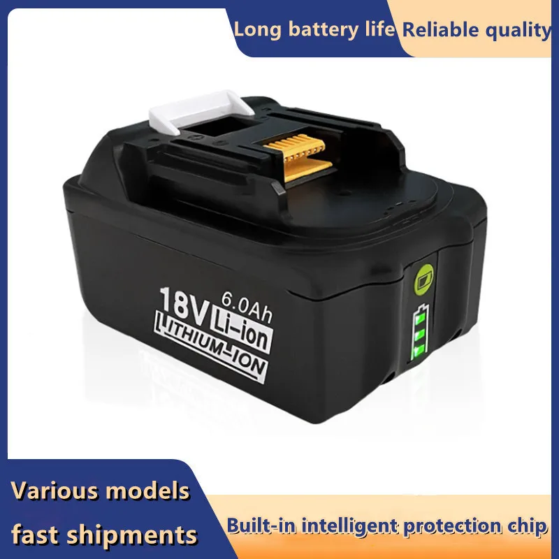 

Rechargeable 18V 6000mAh Li-Ion Battery For Makita BL1830 BL1815 BL1860 BL1840 194205-3 Replacement Power Tools Battery