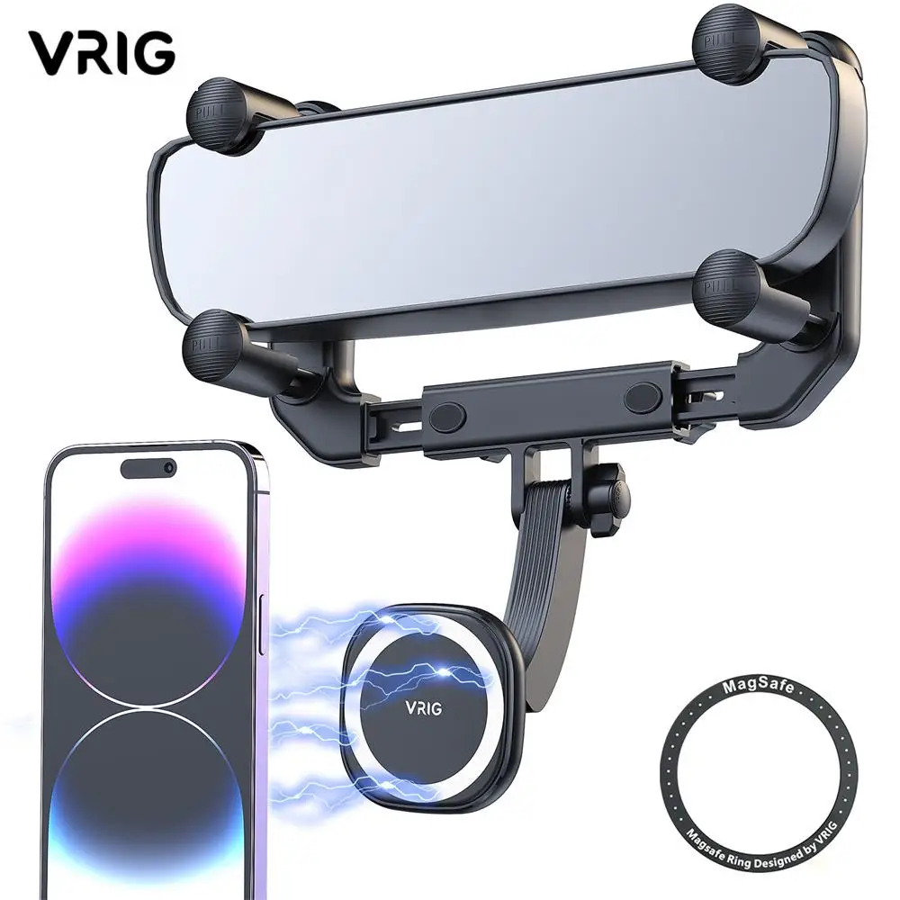 

VRIG for MagSafe Magnetic 360 Rotating Phone Holder Car Rearview Mirror Car Mount Universal Adjustable Telescopic Phone Stand