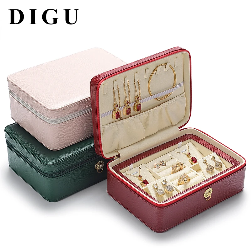 Light luxury jewelry box high-end PU leather ring necklace bracelet earrings multi-functional jewelry storage box