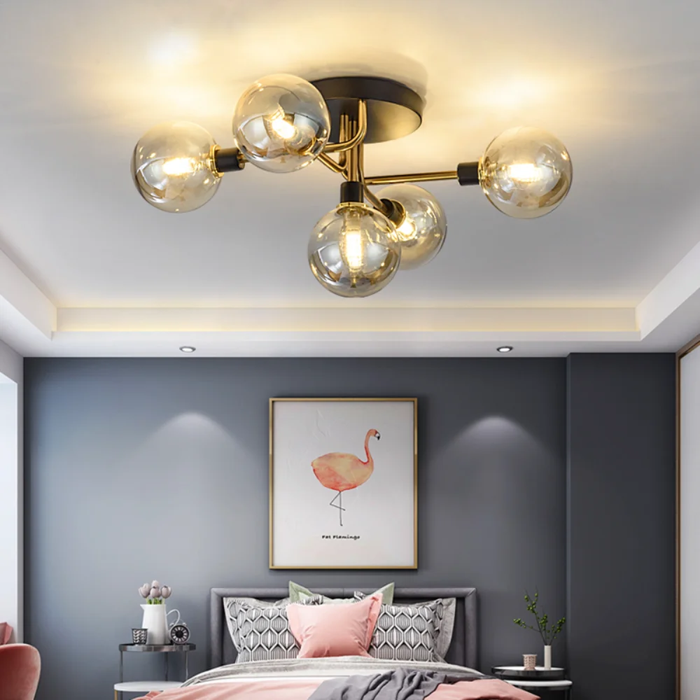 

Modern LED Ceiling Lights Glass Indoor Lighting For Living Dining Bedroom Kitchen Indoor Golden Decor Luminaire Light Fixtures