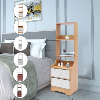 Modern Nightstand with Drawers Tall Bed End Table