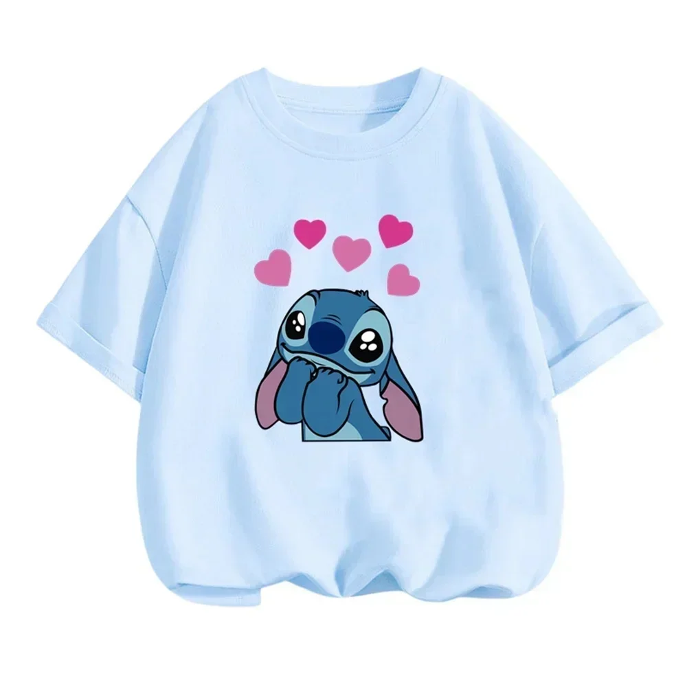 Детская Футболка Disney Lilo Stitch Милая Уличная Одежда С Героями Мультфильмов В Стиле