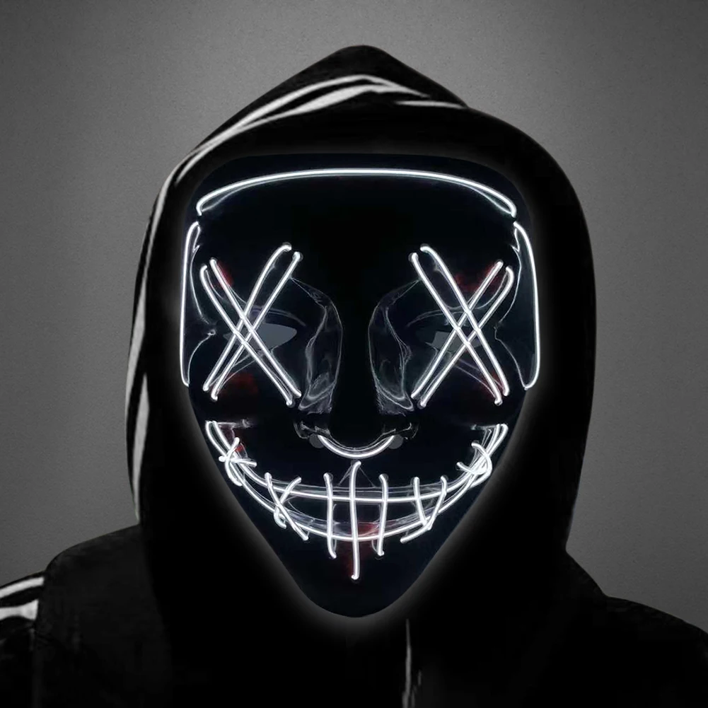 

Светящаяся Полнолицевая маска на Хэллоуин, ужасная Осветляющая Маска, праздничная тема, 3 режима освещения, реквизит для праздничной вечеринки