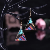 2021 korean long statement geometric triangle tassel dangle drop earrings women earrings fashion jewelry national style earrings