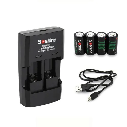 Soshine RCR123/16340 3 7 V 700mAh литий-ионная аккумуляторная батарея с зарядным устройством