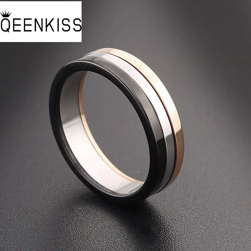 

QEENKISS RG841 Fine Jewelry Wholesale Fashion New Woman Man Birthday Wedding Gift Tricyclic Titanium Stainless Steel Ring 1PC