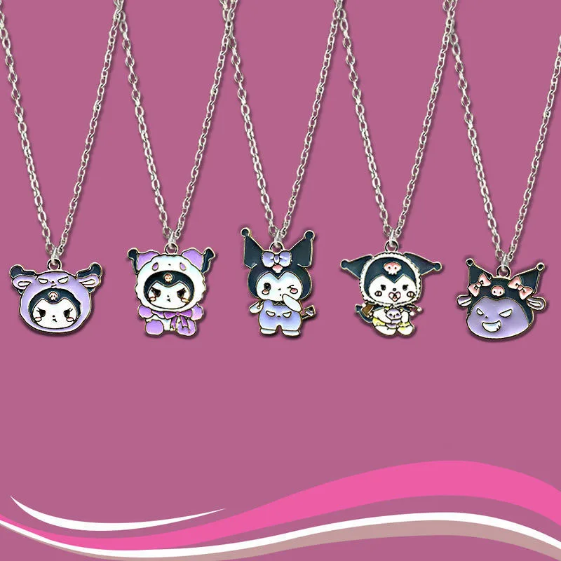 

Kawaii Cute Sanrio Anime Kuromi Girly Heart Pendant Cartoon Mymelody Creative Fashion Necklace Cinnamoroll Jewelry Gift Toys