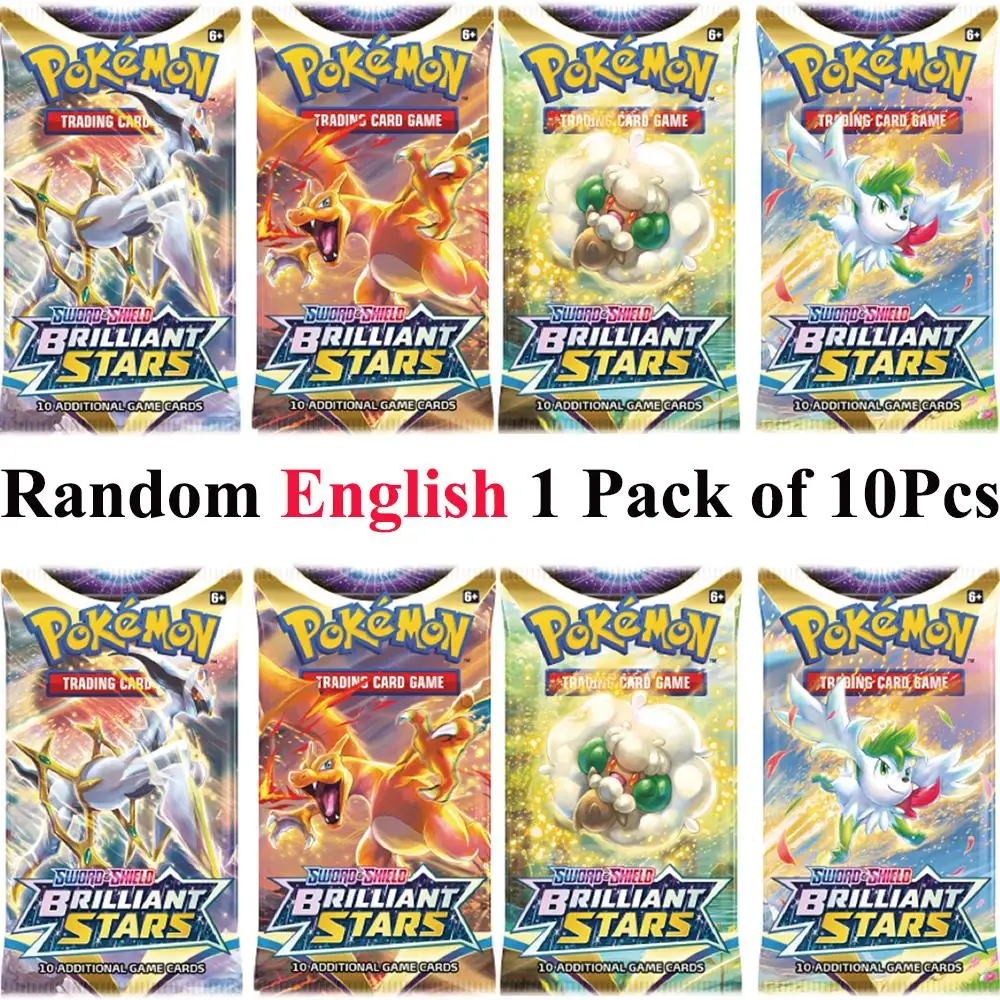 

10pcs Pokemon Cards English/French GX Tag Team Vmax EX Mega Energy Shining Brilliant Stars Game Carte Trading Collection Cards