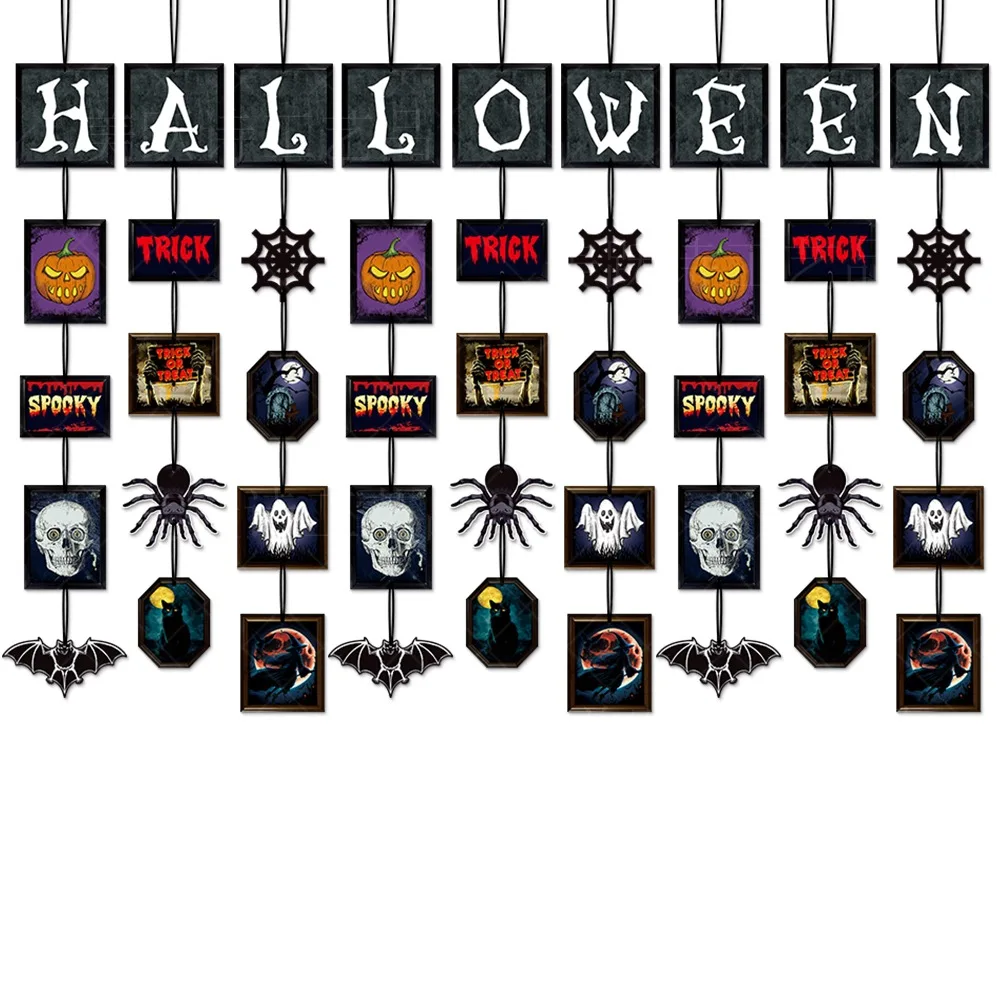 

Halloween Banner Trick Spooky Spider Bat Ghost Halloween Pumpkin Garland Happy 2023 Halloween Party Decor For Home Kids Favor
