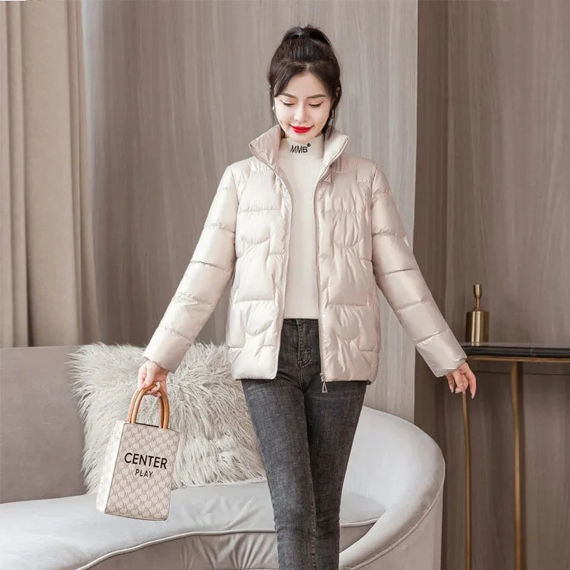 Padded Jacket Womens 2022 Winter New Korean Fashion Loose Casual Down Cotton Coat Women Large Size Shiny Disposable Parkas