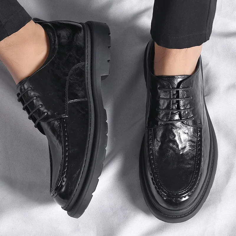 

Мужские черные кожаные классические туфли, мужские классические винтажные туфли дерби, мужские деловые туфли на шнуровке, свадебная обувь