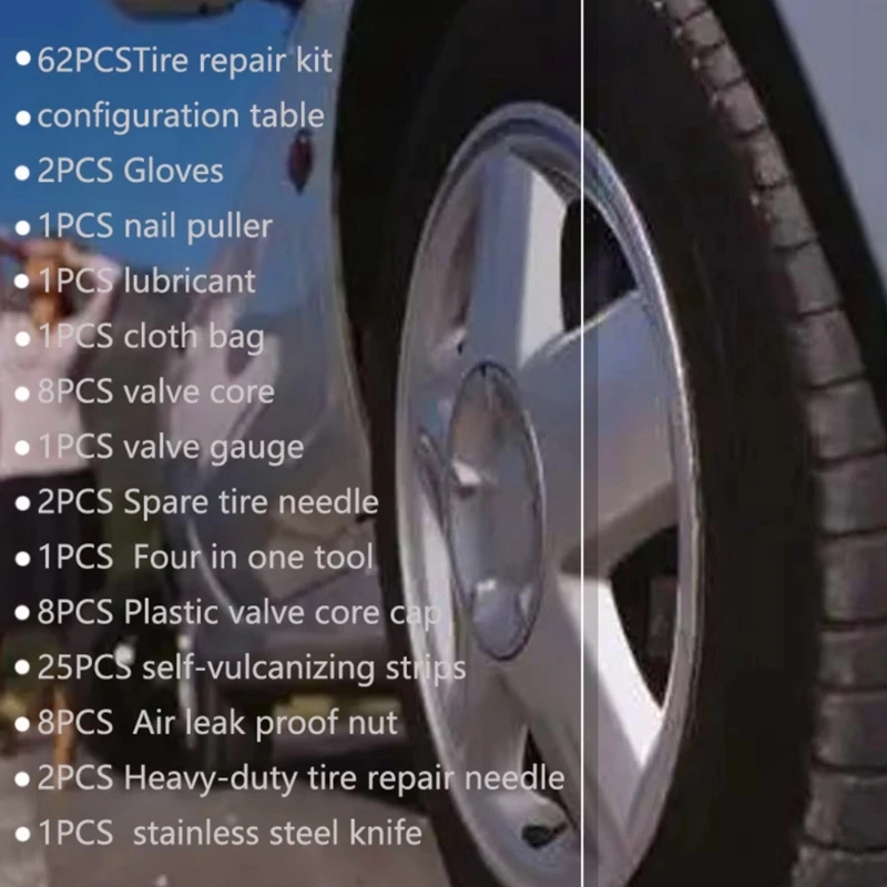 Инструмент для ремонта спущенных шин в чрезвычайных ситуациях набор