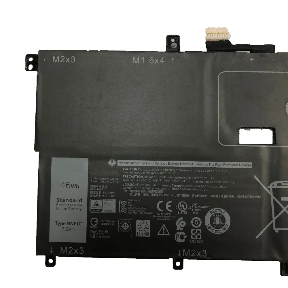 NNF1C 7 6 В 46 Втч HMPFH оригинальный аккумулятор для ноутбука Dell XPS 13 9365 XPS13-9365-D1805TS D1605TS