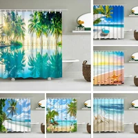 shower curtain sunshine beach scenery seaside 3d hawaii style bath curtain polyester waterproof home decor curtain 180x180