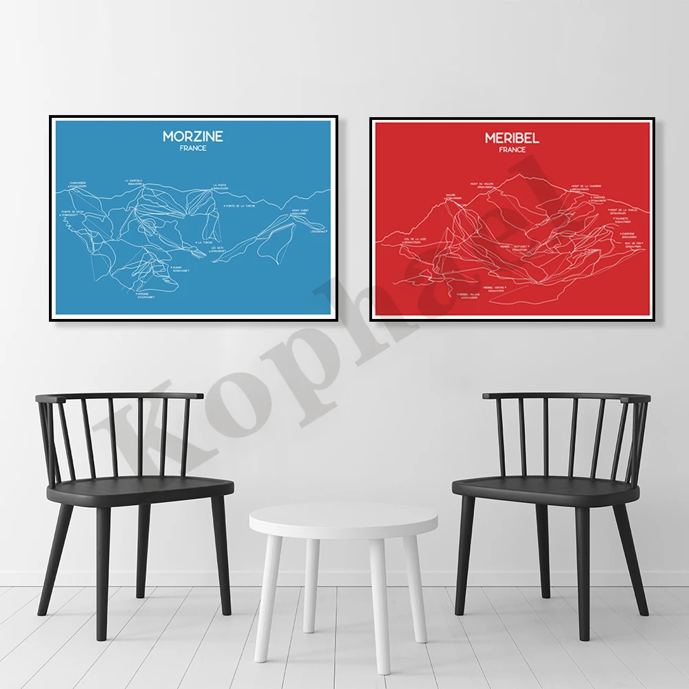 Франция. Вальманер. Альпы. Большой массив. Мерибель. Лыжная карта Морзена.