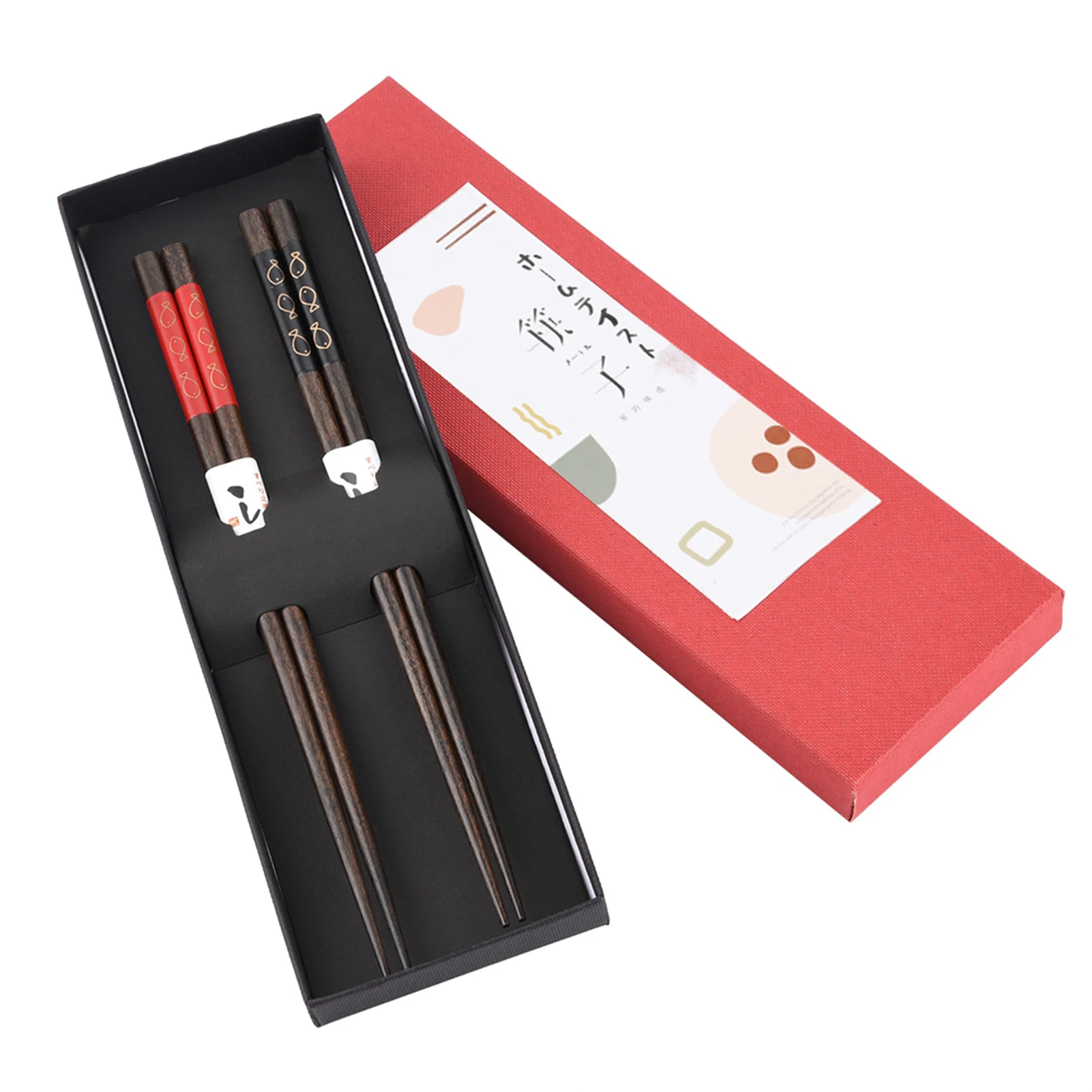 

2pair/ Set Washable Durable Wooden Chopstick Household Hotel Wedding Gift(Fish)