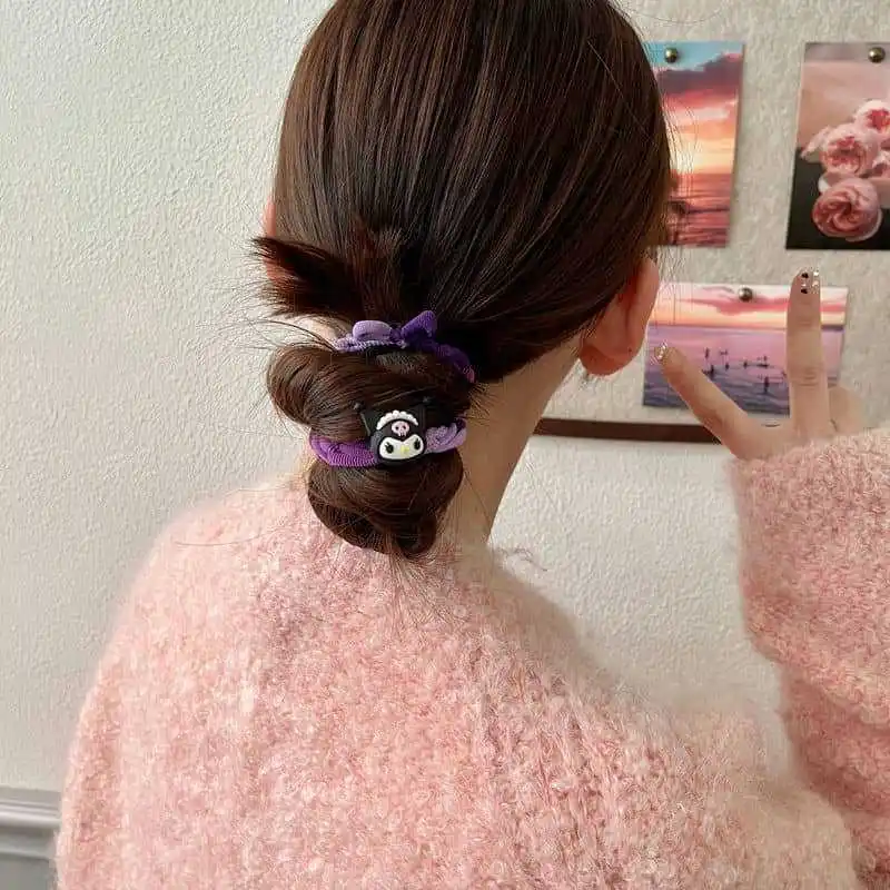 Kawaii Мультфильм Kuromi трикотажная веревка для волос браслет девочек друзей Милая