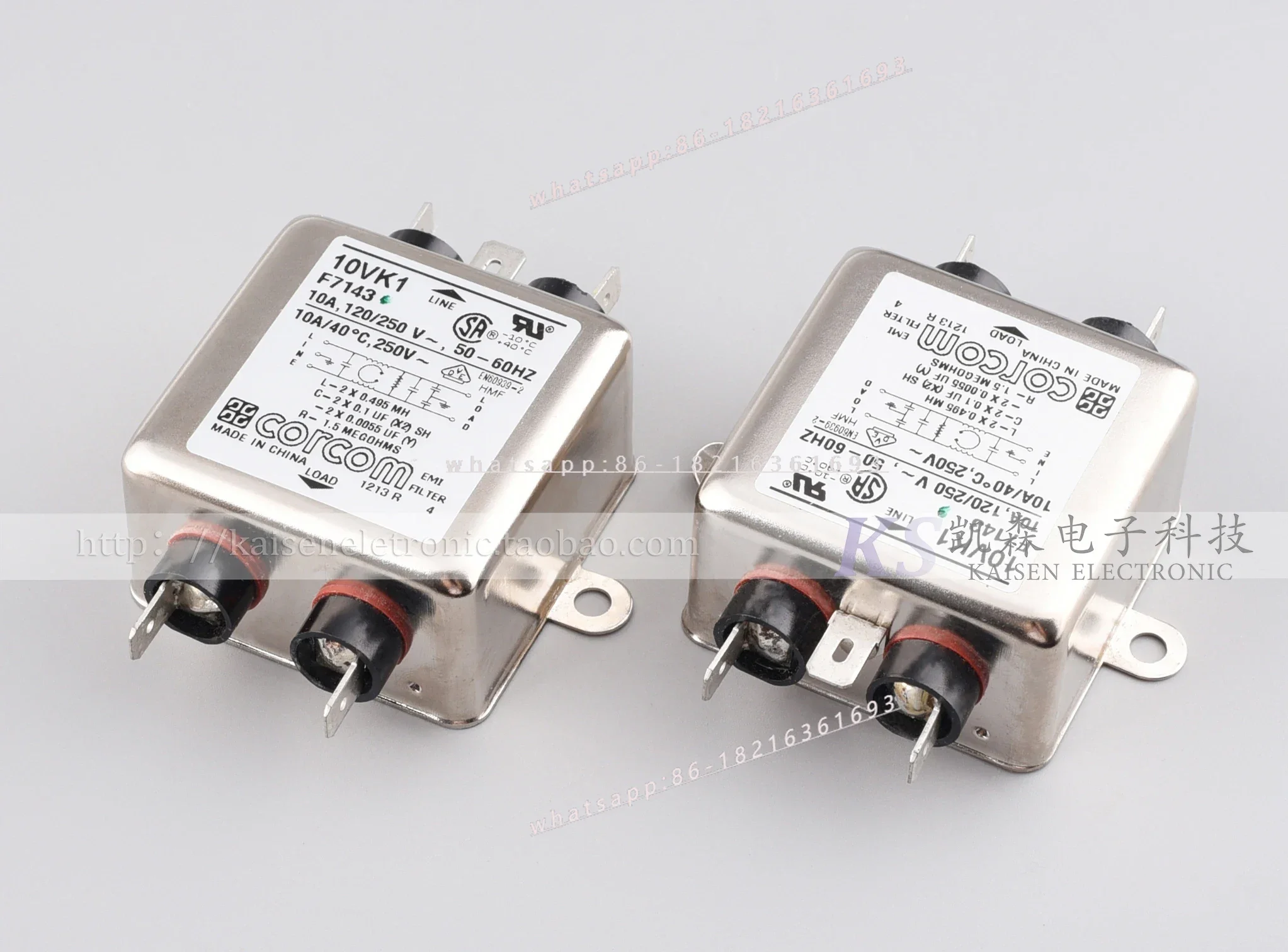 Фильтр однофазный EMI 10A с защитой от помех Store 2055, серия K, 10VK1, F7143, 1-6609028-3, Corcom (art.: 3920d9385018b) - 3920d9385018b