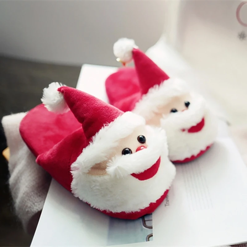 Lovely Women Slippers Santa Claus Winter Shoes Cartoon Plush Slippers Merry Christmas Women Warm Fluffy Funny Slipper